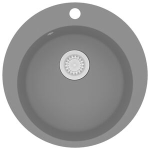 vidaXL Chiuvetă de bucătărie din granit cu o cuvă, gri, rotund