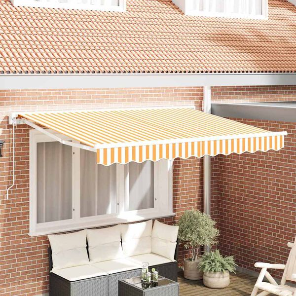 vidaXL Cortina Retractabilă Manual Galben și alb 300 x 200 cm