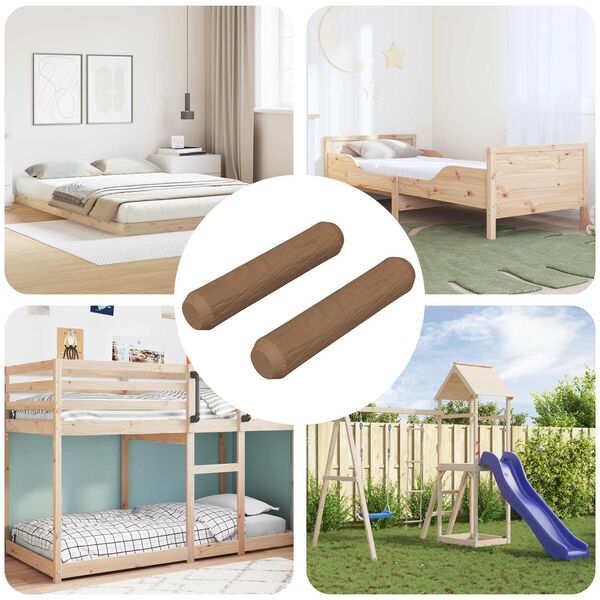 vidaXL Doweluri din lemn 2 pcs Maro &Oslash;8 x 35 mm Lemn masiv