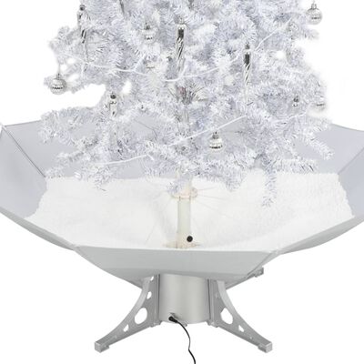 vidaXL Brad de Crăciun cu ninsoare și bază umbrelă, alb, 140 cm
