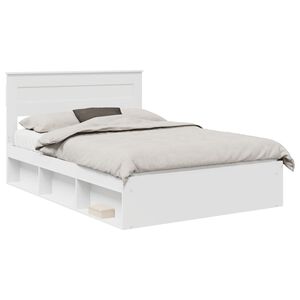 vidaXL Cadru de pat cu headboard Alb 160 x 200 cm Lemn de pin masiv
