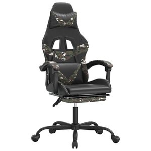 vidaXL Scaun de gaming cu suport picioare, negru/camuflaj, piele eco