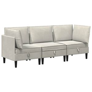 vidaXL Set de mobilier pentru living 3 buc. Crem Catifea