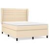vidaXL Pat box spring cu saltea, crem, 140x200 cm, textil