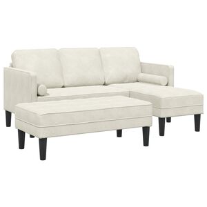 vidaXL Set de canapea 2 buc. Crem Poliester