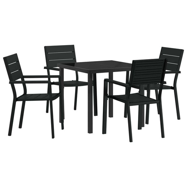 vidaXL Set de masă pentru grădină 5 pcs Negru