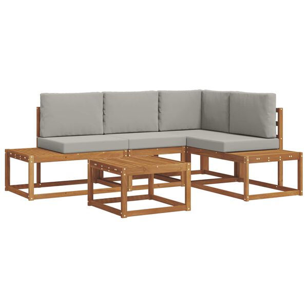vidaXL Set de canapele de exterior 5 Bucată Gri natural și deschis