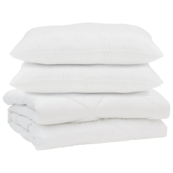 vidaXL Pilotă cu pernă 3 pcs Alb Microfibră