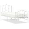 vidaXL Cadru de pat metalic cu tăblie de cap/picioare alb, 75x190 cm