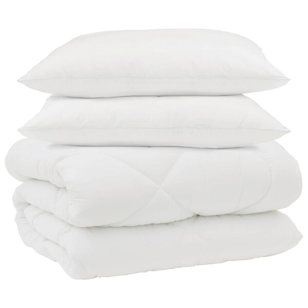 vidaXL Duvet de iarnă cu pernă 3 pcs Alb Microfibră