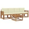 vidaXL Set de canapele de exterior cu pernă 5 pcs Natural și Crem