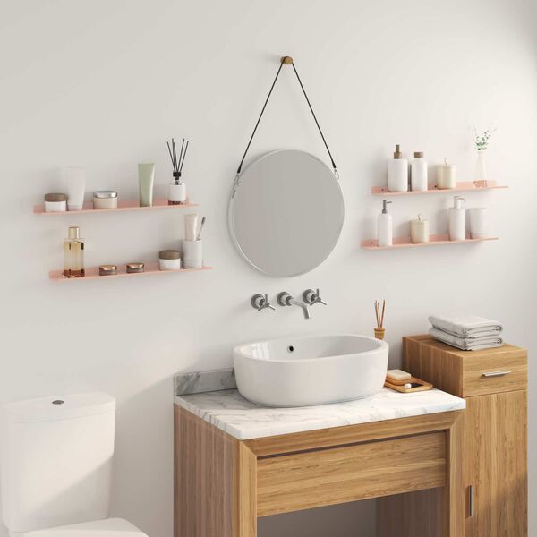 vidaXL Raft suspendat Pe perete 4 pcs Roz 60 x 8,5 x 2,5 cm Oțel