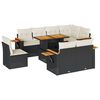 vidaXL Set mobilier grădină perne 9 piese negru poliratan/lemn acacia