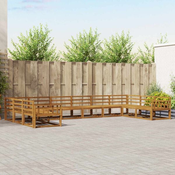 vidaXL Set de canapele de exterior 10 pcs natural Lemn Solid de Acacia
