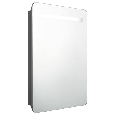 vidaXL Dulap de baie cu oglindă și LED, gri, 60x11x80 cm