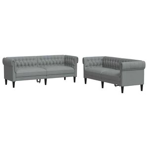 vidaXL Canapea pentru living 2 pcs Gri deschis țesătură