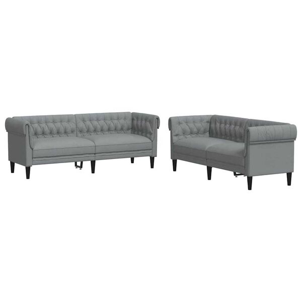 vidaXL Canapea pentru living 2 pcs Gri deschis țesătură