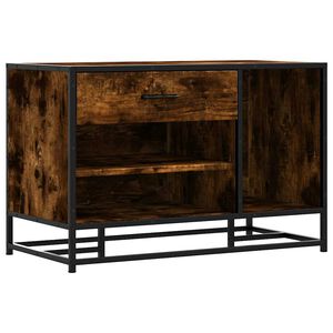 vidaXL Bancă de pantofi din stejar afumat lemn de prelucrare și metal