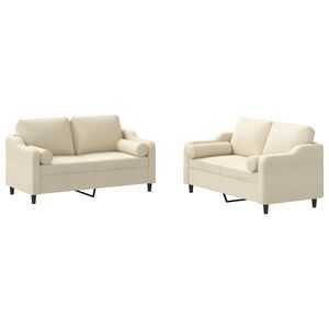 vidaXL Set de canapele cu perne, 2 piese, crem, material textil