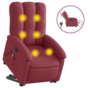 vidaXL Fotoliu de masaj electric rabatabil cu ridicare roșu vin textil