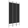vidaXL Paravan de cameră cu 3 panouri, negru, 120x220 cm, textil