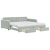 vidaXL Pat de zi cu extensie și sertare gri deschis 100x200 cm catifea