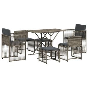 vidaXL Set mobilier de grădină cu perne, 7 piese, gri, poliratan