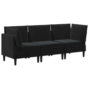 vidaXL Set de mobilier pentru living cu pernă 3 pcs Negru Catifea