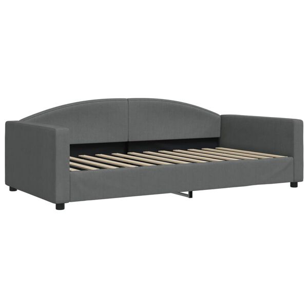 vidaXL Pat de zi cu saltea, gri &icirc;nchis, 100x200 cm, textil