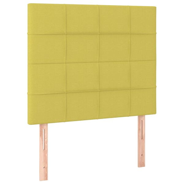 vidaXL Tăblie de pat cu LED, verde, 90x5x118/128 cm, textil