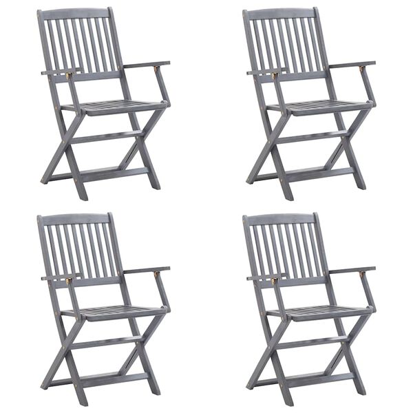 vidaXL Scaune pliabile de exterior cu perne, 4 buc., lemn masiv acacia