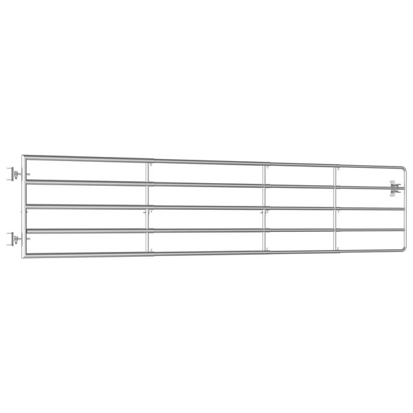 vidaXL Poartă de câmp cu 5 bare, argintiu, (150-400) x 90 cm, oțel