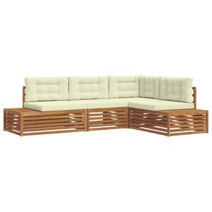 vidaXL Set de canapele de exterior cu pernă 4 Bucată Natural și Crem