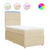 vidaXL Pat box spring cu saltea, crem, 90x200 cm, textil