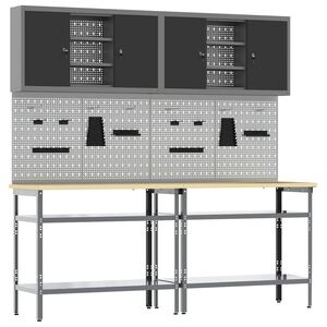 vidaXL Set banc de lucru 8 buc. Negru și Gri Oțel vopsit electrostatic