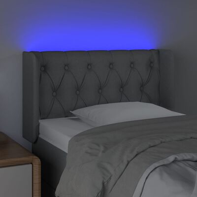 vidaXL Tăblie de pat cu LED, gri deschis, 83x16x78/88 cm, textil