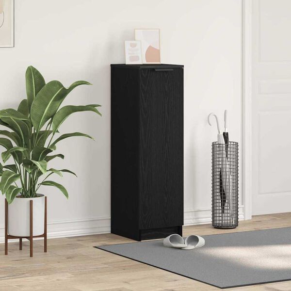 vidaXL Dulap pentru pantofi cu raft Stejar Negru 29,5 x 35 x 101 cm