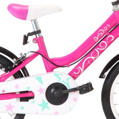 vidaXL Bicicletă pentru copii, negru și roz, 16 inci