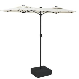 vidaXL Umbrelă de grădină cu două capete/LED, alb nisipiu, 316x145 cm