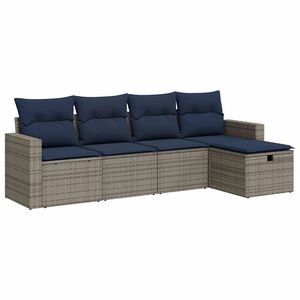 vidaXL Set canapea de grădină cu perne, 5 piese, gri, poliratan