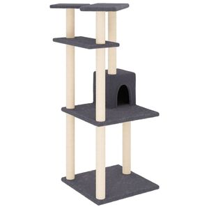 vidaXL Ansamblu pisici cu st&acirc;lpi din funie sisal, gri &icirc;nchis, 123 cm