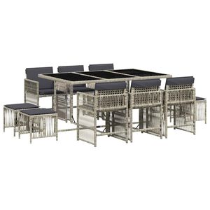 vidaXL Set mobilier de grădină cu perne 11 piese gri deschis poliratan