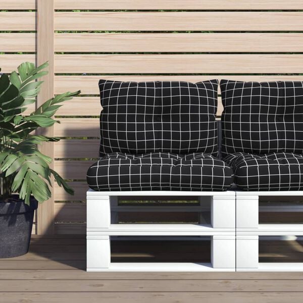 vidaXL Perne pentru paleți, 2 buc, negru, model carouri, textil oxford