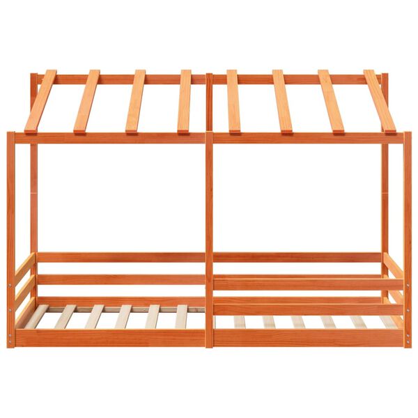 vidaXL Acoperiș pat de copii, maro ceruit, 90x200 cm, lemn masiv pin