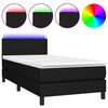 vidaXL Pat cu arcuri, saltea și LED, negru, 80x200 cm, textil