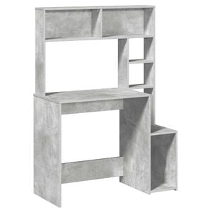 vidaXL Birou cu rafturi, gri beton, 100x45x140 cm, lemn compozit