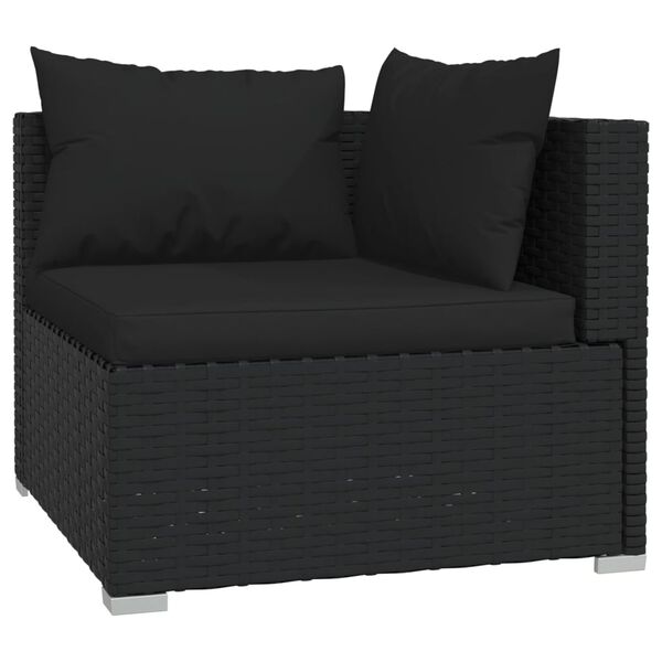 vidaXL Set mobilier de grădină cu perne, 8 piese, negru, poliratan
