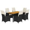 vidaXL Set mobilier de grădină cu perne, 7 piese, negru, poliratan