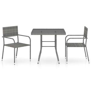 vidaXL Set mobilier de grădină, gri, 3 piese, antracit, poli ratan