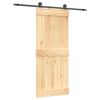 vidaXL Ușă glisantă Natural și Negru 85 x 210 cm Lemn de Pin Solid